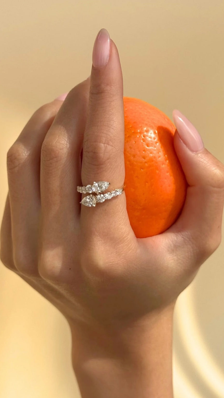 Marquise Shaped Three Stone Lab Grown Diamond Engagement Ring