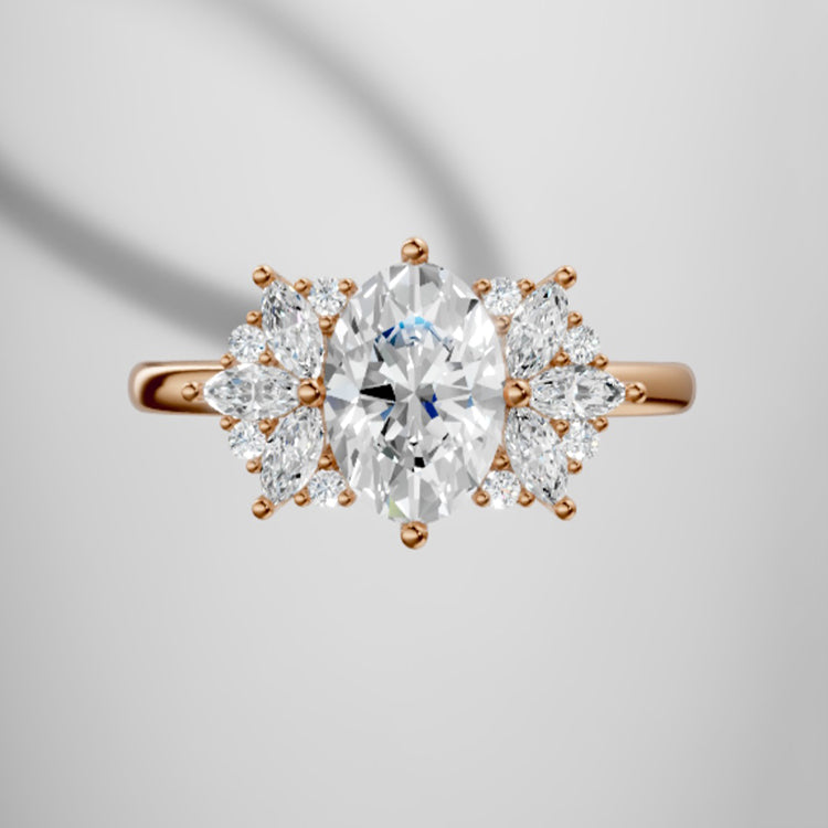 Marquise Shaped Three Stone Lab Grown Diamond Engagement Ring