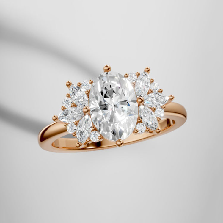Marquise Shaped Three Stone Lab Grown Diamond Engagement Ring
