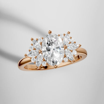 Marquise Shaped Three Stone Lab Grown Diamond Engagement Ring