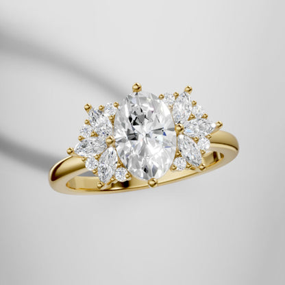 Marquise Shaped Three Stone Lab Grown Diamond Engagement Ring