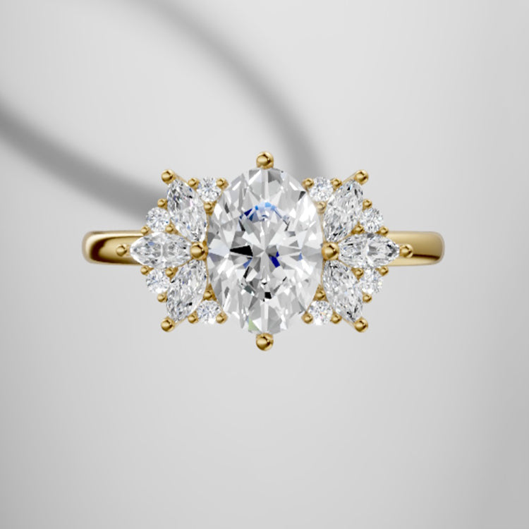 Marquise Shaped Three Stone Lab Grown Diamond Engagement Ring