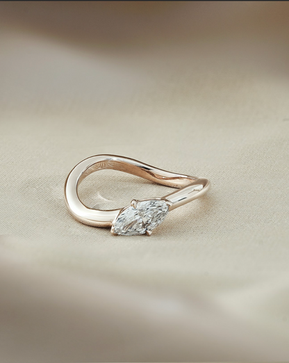 Marquise Shaped Three Stone Lab Grown Diamond Engagement Ring