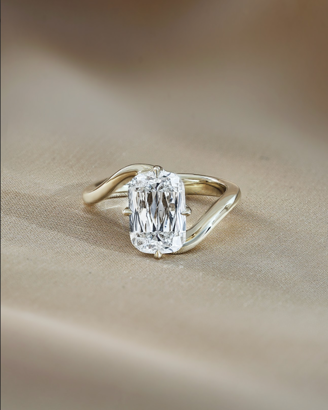 Marquise Shaped Three Stone Lab Grown Diamond Engagement Ring