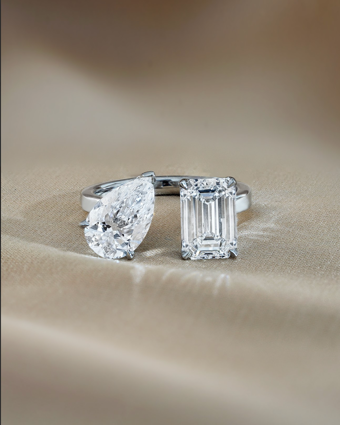 Marquise Shaped Three Stone Lab Grown Diamond Engagement Ring