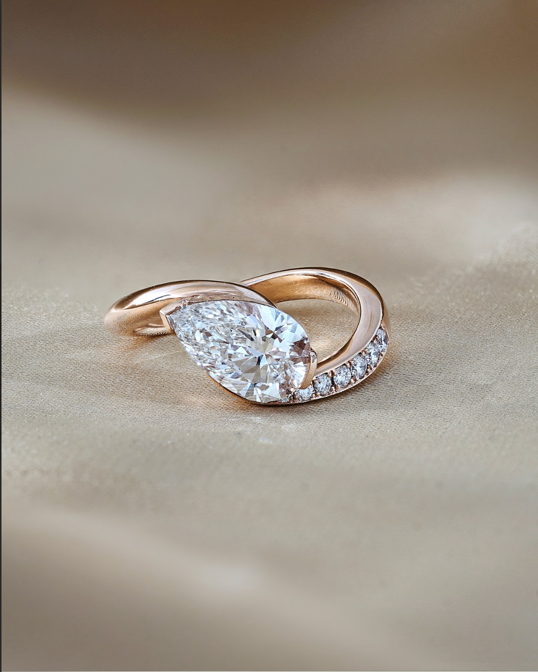 Marquise Shaped Three Stone Lab Grown Diamond Engagement Ring