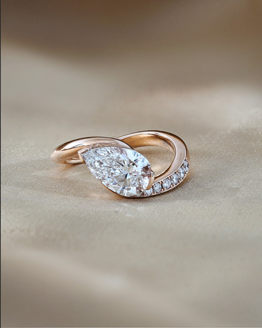 Marquise Shaped Three Stone Lab Grown Diamond Engagement Ring