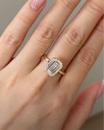 Marquise Shaped Three Stone Lab Grown Diamond Engagement Ring