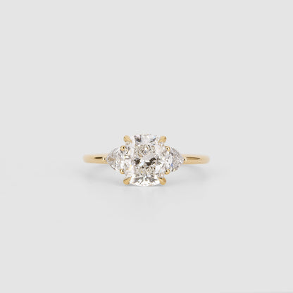 1.52 CT Cushion Cut Three Stones Lab Grown Diamond Engagement Ring
