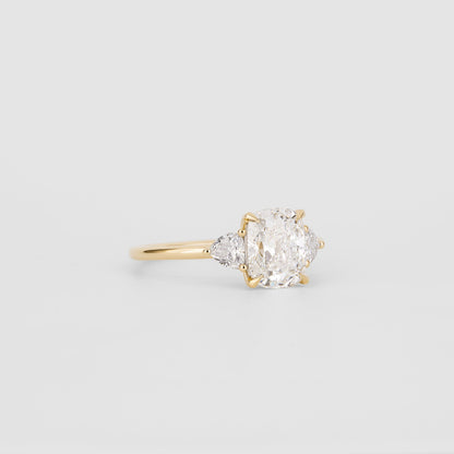 1.52 CT Cushion Cut Three Stones Lab Grown Diamond Engagement Ring