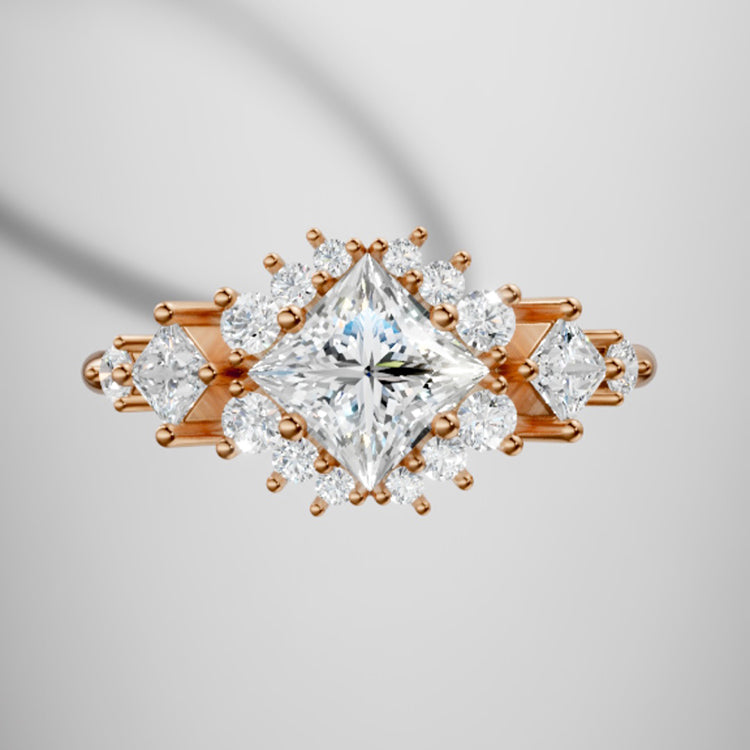 Marquise Shaped Three Stone Lab Grown Diamond Engagement Ring