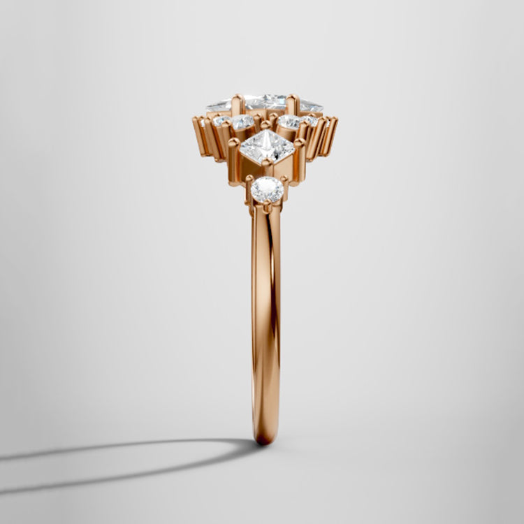 Marquise Shaped Three Stone Lab Grown Diamond Engagement Ring