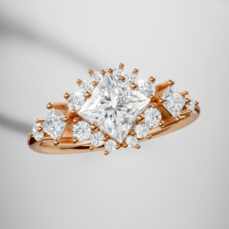 Marquise Shaped Three Stone Lab Grown Diamond Engagement Ring