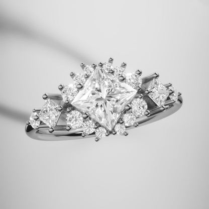 Marquise Shaped Three Stone Lab Grown Diamond Engagement Ring