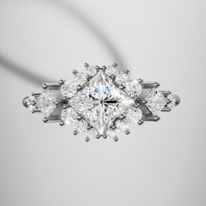 Marquise Shaped Three Stone Lab Grown Diamond Engagement Ring