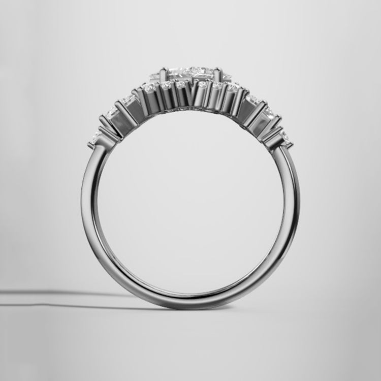 Marquise Shaped Three Stone Lab Grown Diamond Engagement Ring