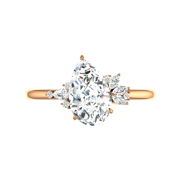 Marquise Shaped Three Stone Lab Grown Diamond Engagement Ring