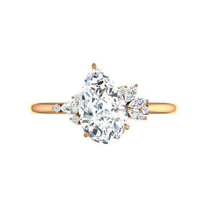 Marquise Shaped Three Stone Lab Grown Diamond Engagement Ring