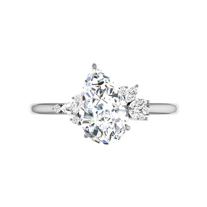 Marquise Shaped Three Stone Lab Grown Diamond Engagement Ring
