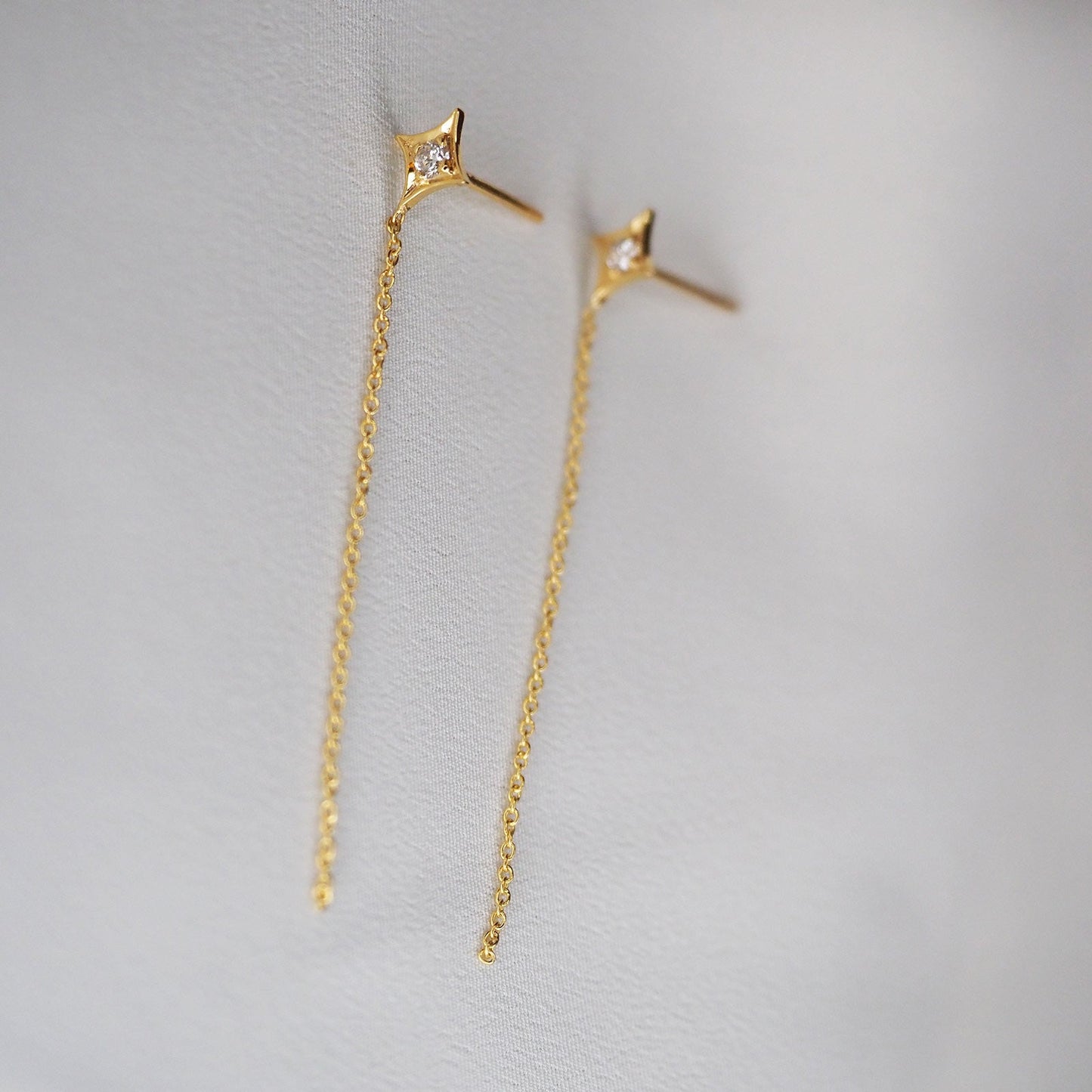 0.13 CT Round Cut Dangle Moissanite Earrings 4