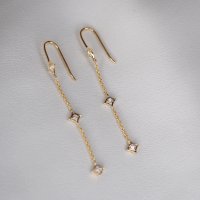 0.15 CT Round Cut Dangle Moissanite Earrings 4