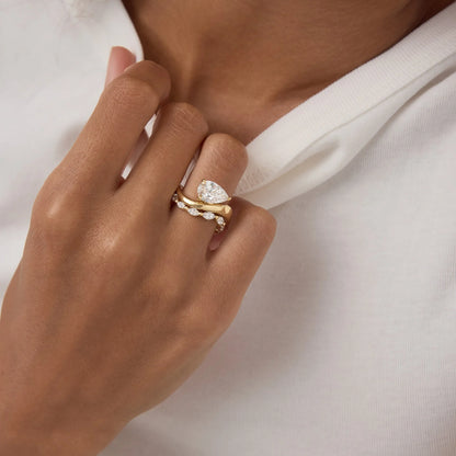 Timeless 0.25 TCW Marquise Stones Swirl Lab Grown Diamond Wedding Band