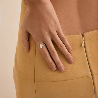 Timeless 1.1 CT Oval Cut Swirl Pave Unique Styled Lab Grown Diamond Engagement Ring