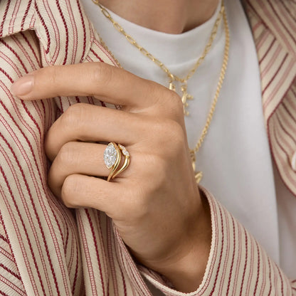 Timeless 2 CT Marquise Cut Swirl Solitaire Styled Lab Grown Diamond Engagement Ring