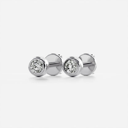 1.0 TCW Round Cut Moissanite Bezel Stud Earrings in Gold