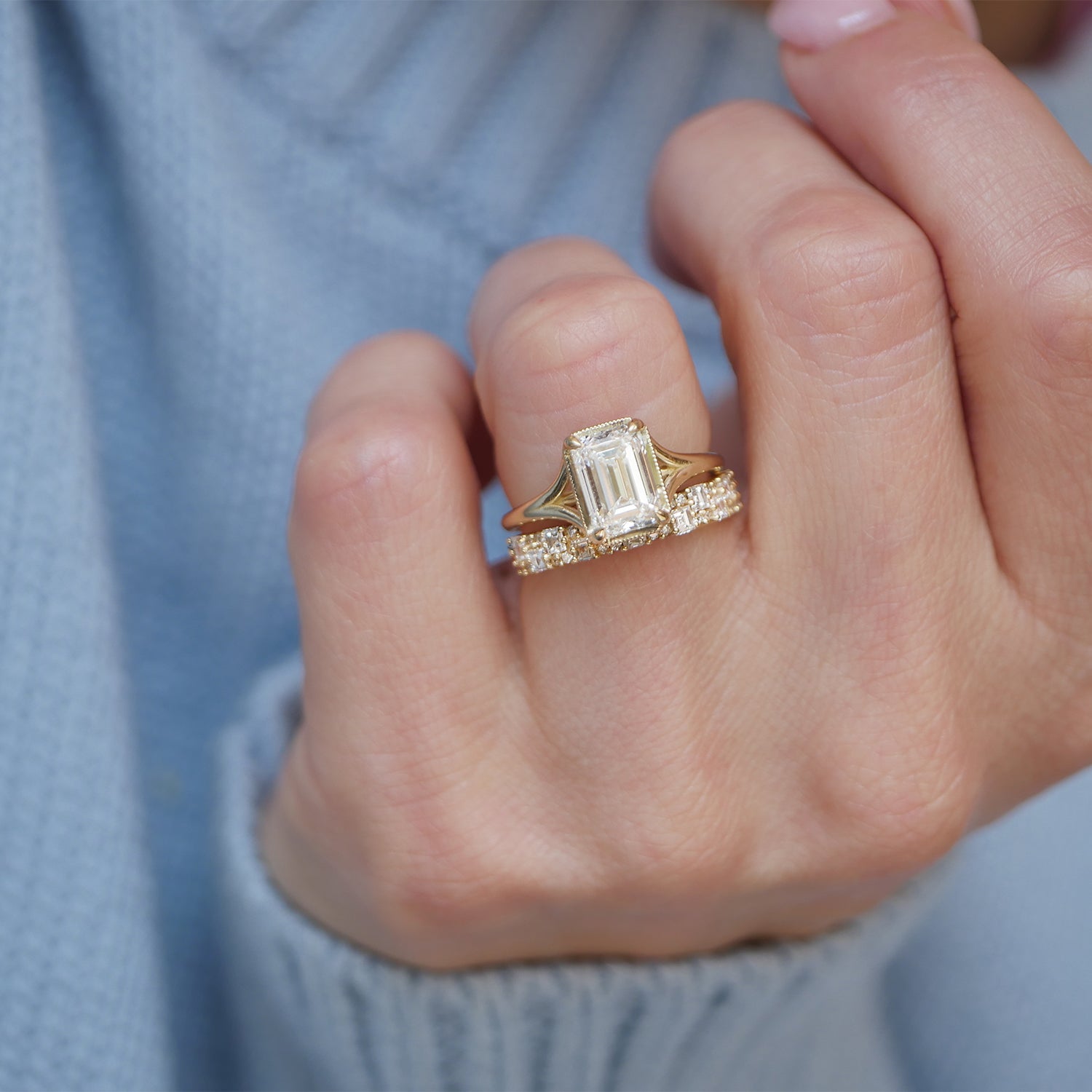 Marquise Shaped Three Stone Lab Grown Diamond Engagement Ring