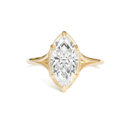 Marquise Shaped Three Stone Lab Grown Diamond Engagement Ring