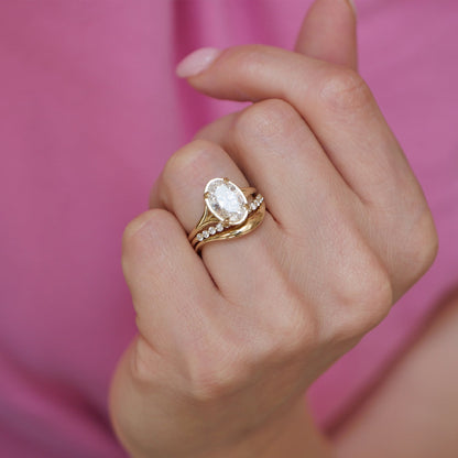 Marquise Shaped Three Stone Lab Grown Diamond Engagement Ring