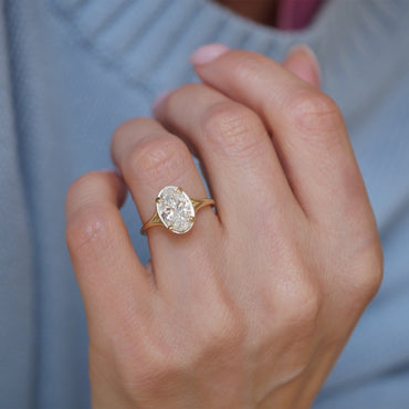 Marquise Shaped Three Stone Lab Grown Diamond Engagement Ring