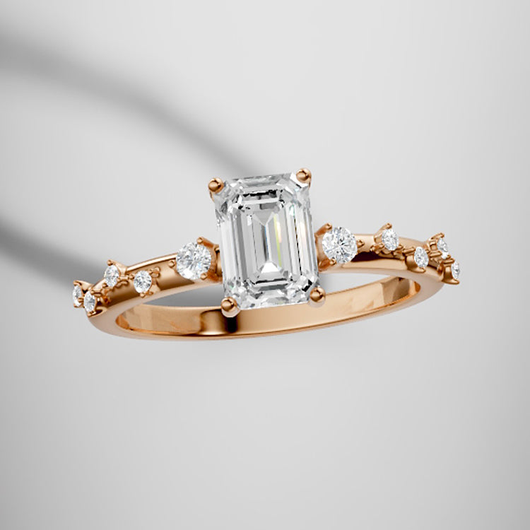 Marquise Shaped Three Stone Lab Grown Diamond Engagement Ring
