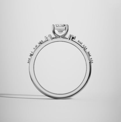 Marquise Shaped Three Stone Lab Grown Diamond Engagement Ring