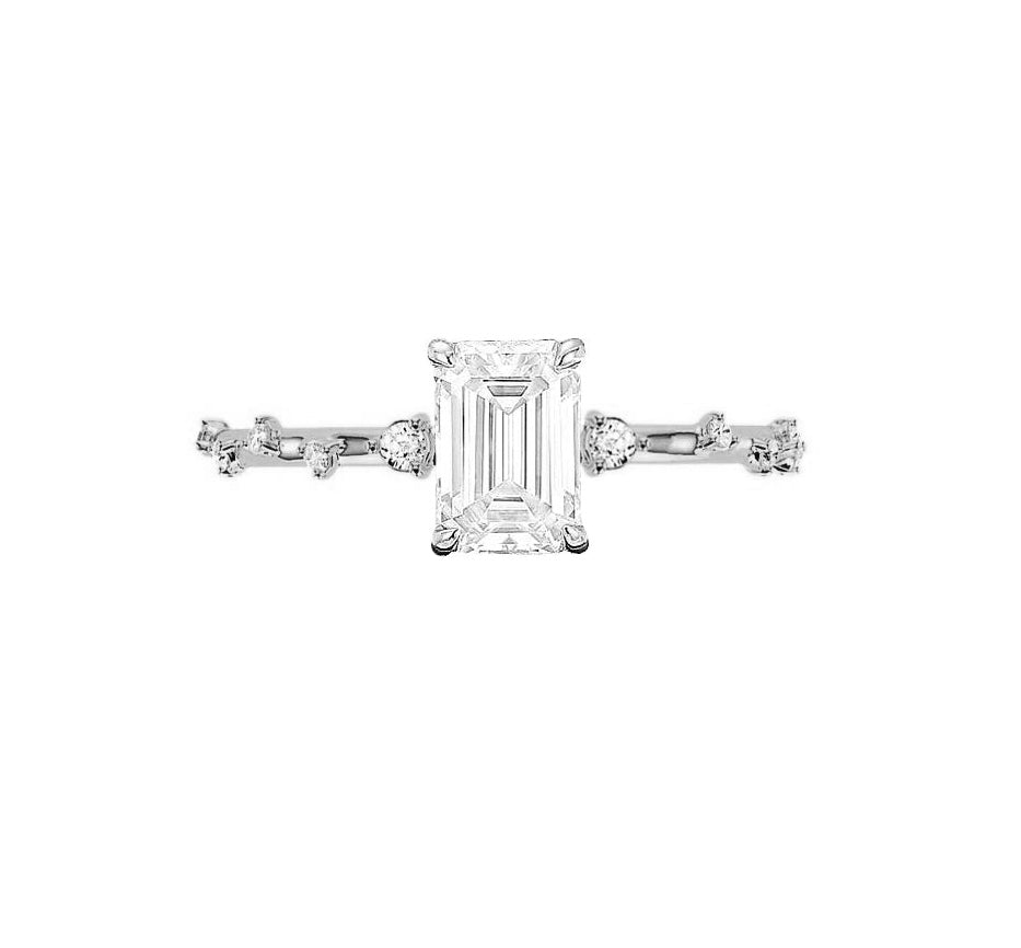 Marquise Shaped Three Stone Lab Grown Diamond Engagement Ring