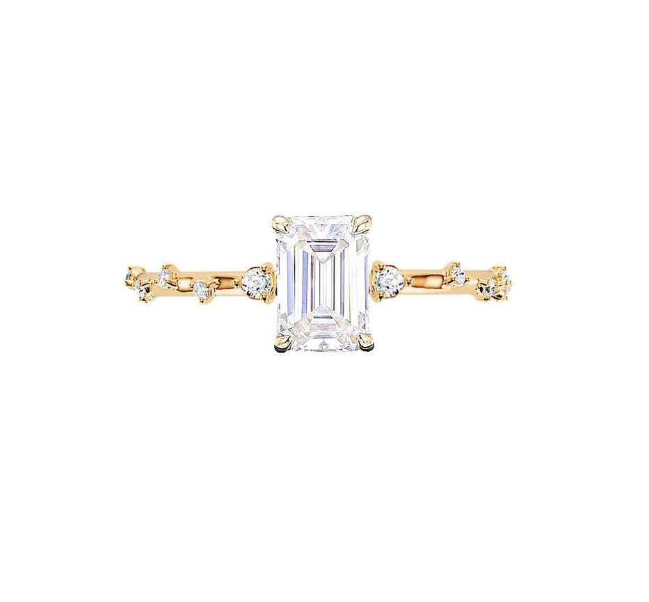 Marquise Shaped Three Stone Lab Grown Diamond Engagement Ring