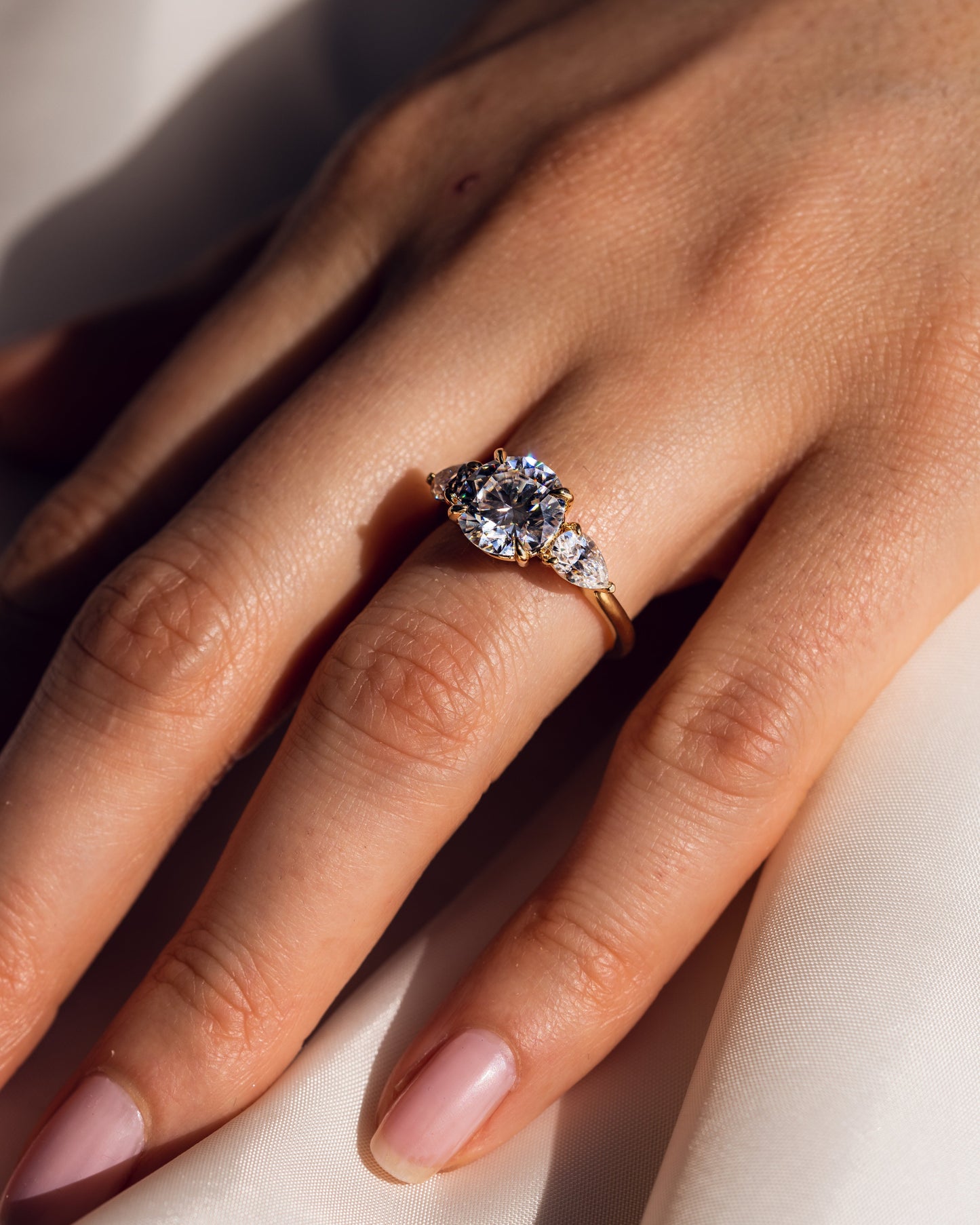 3.08 CT Round Three Stones Lab Grown Diamond Engagement Ring