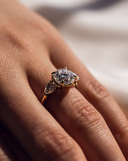 3.08 CT Round Three Stones Lab Grown Diamond Engagement Ring