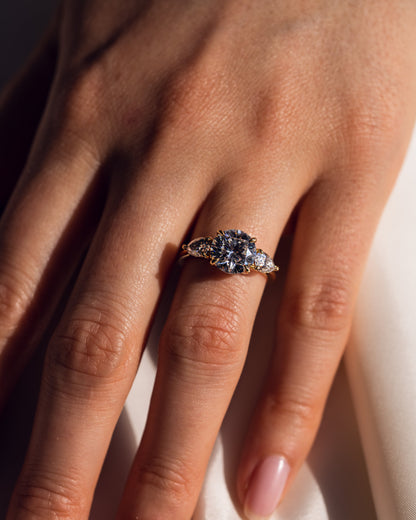 3.08 CT Round Three Stones Lab Grown Diamond Engagement Ring