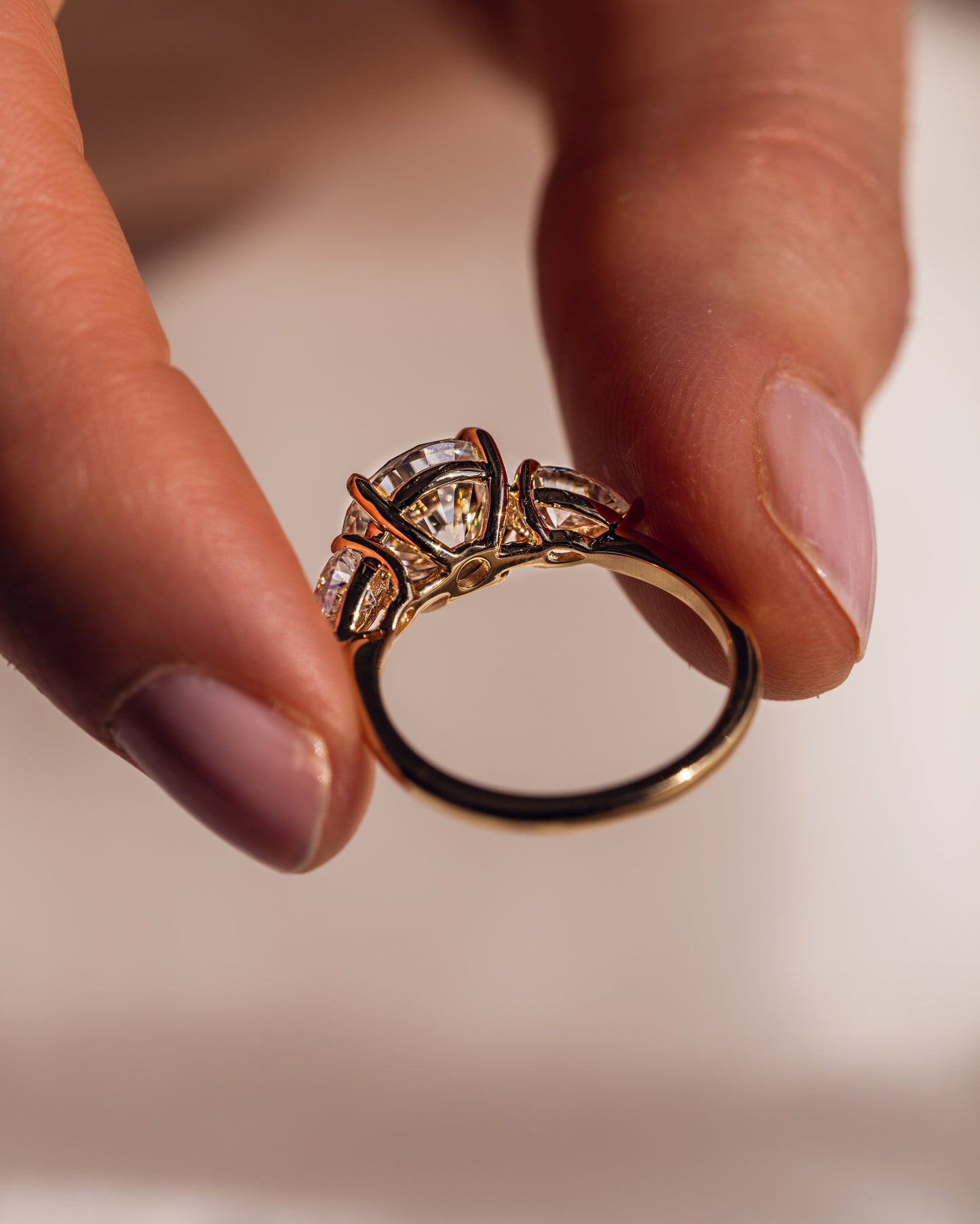 3.08 CT Round Three Stones Lab Grown Diamond Engagement Ring