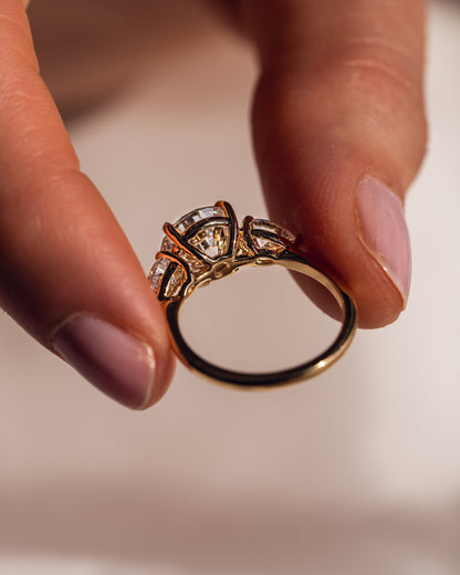 3.08 CT Round Three Stones Lab Grown Diamond Engagement Ring