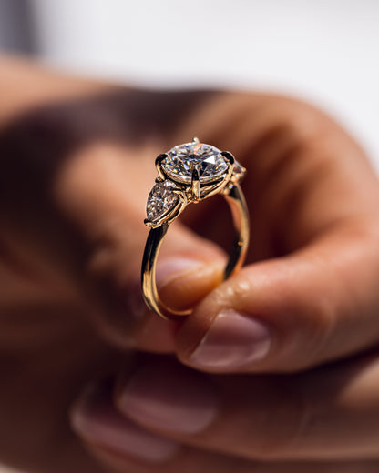 3.08 CT Round Three Stones Lab Grown Diamond Engagement Ring