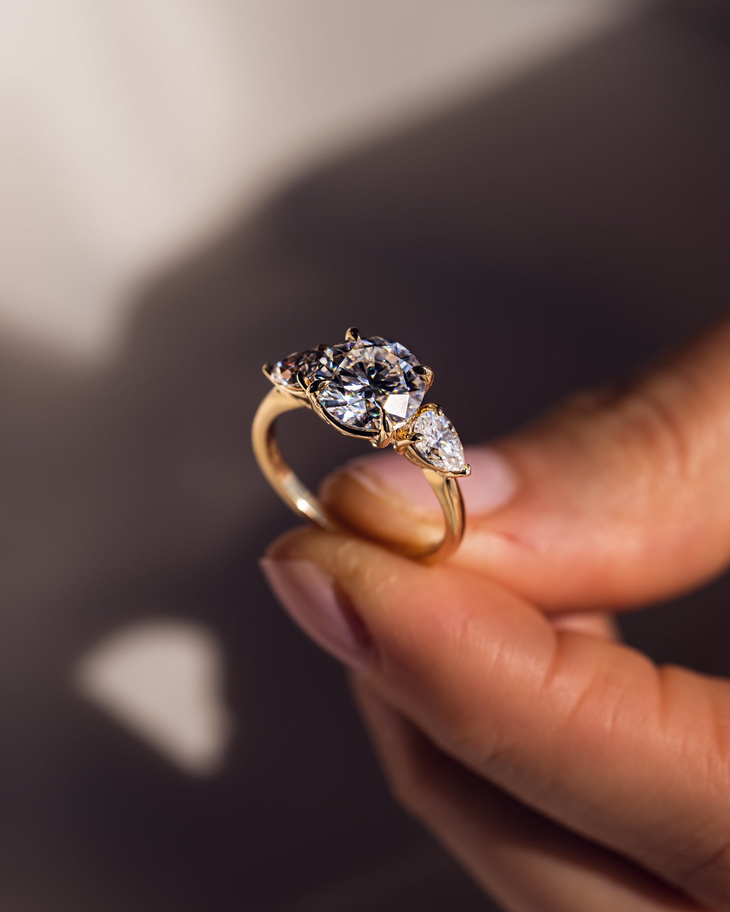 3.08 CT Round Three Stones Lab Grown Diamond Engagement Ring