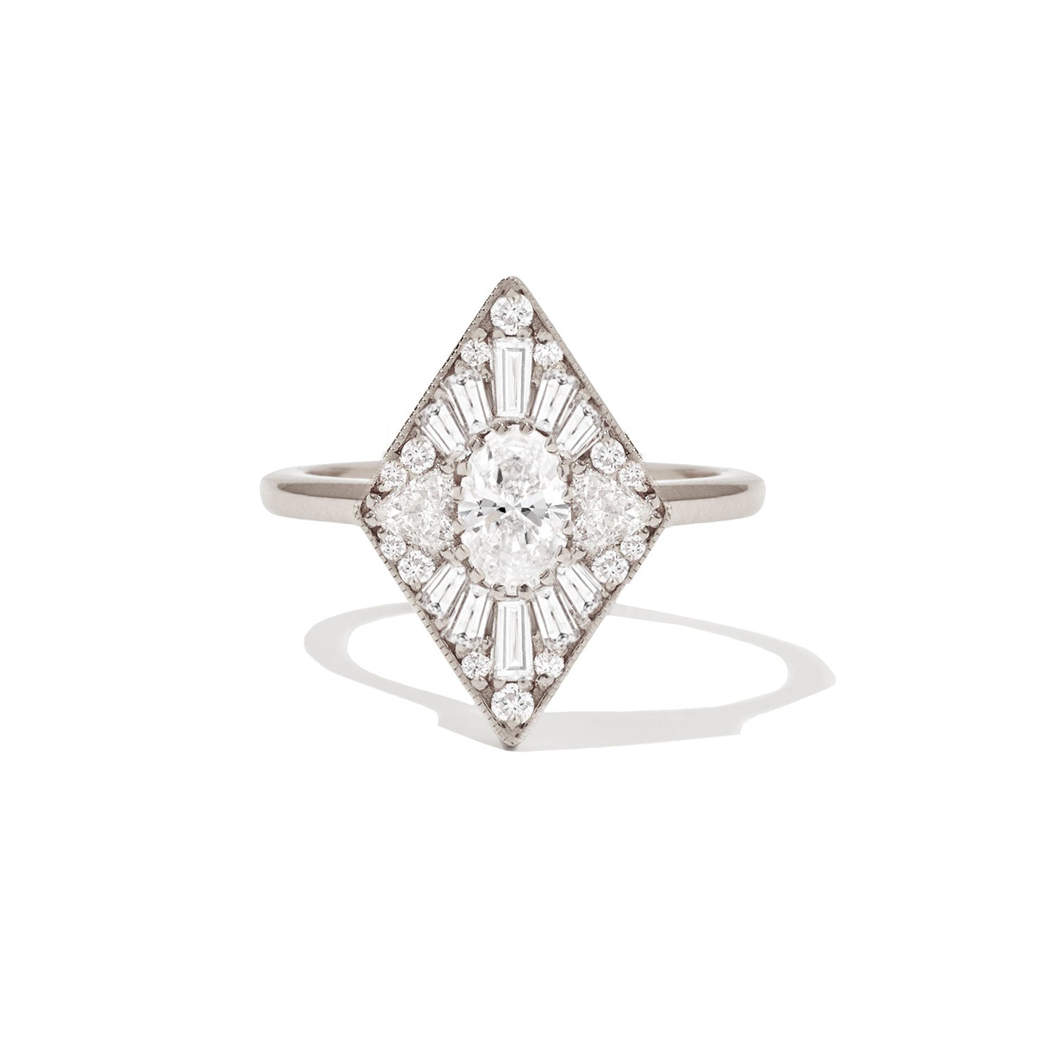 Marquise Shaped Three Stone Lab Grown Diamond Engagement Ring