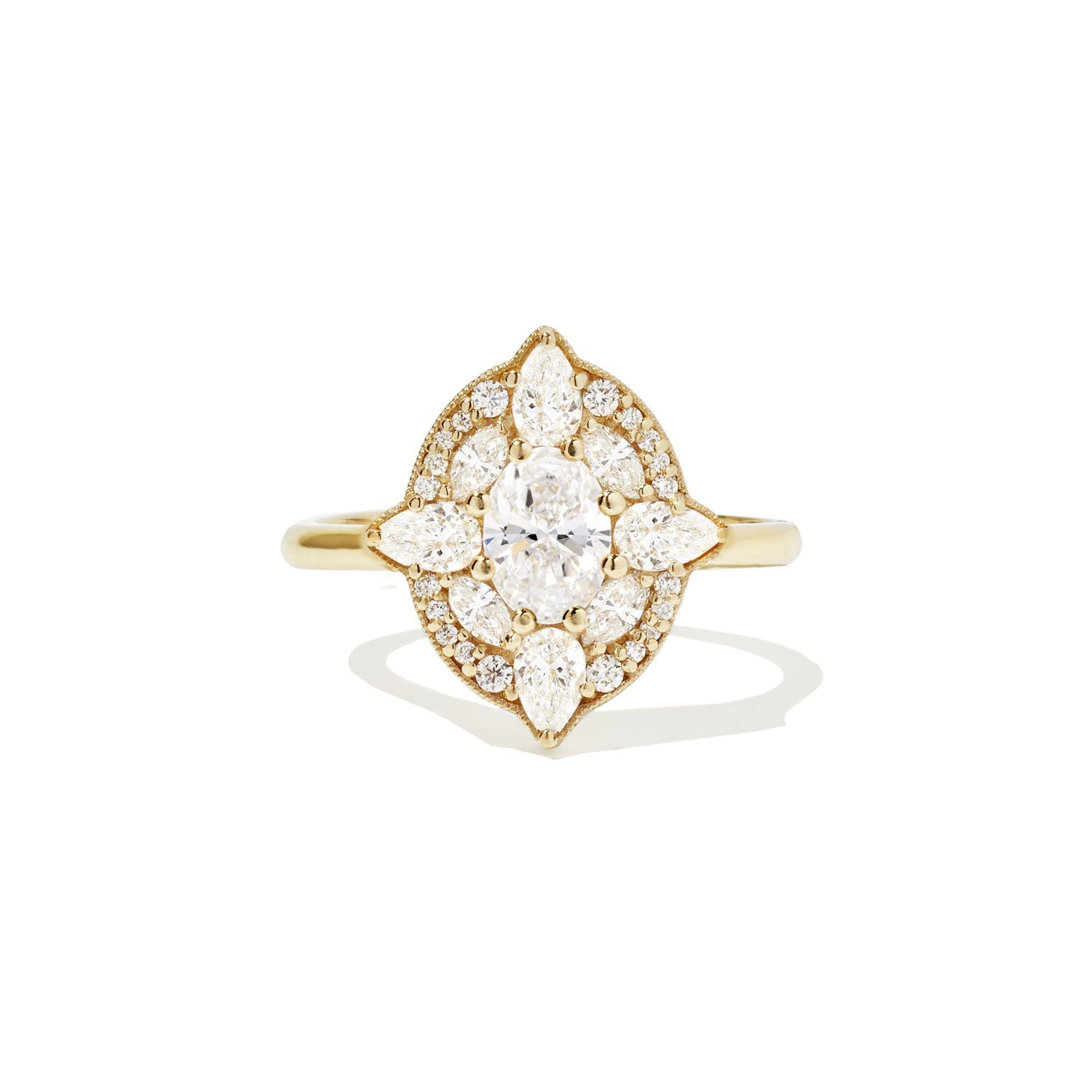 Marquise Shaped Three Stone Lab Grown Diamond Engagement Ring