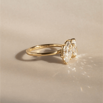 Marquise Shaped Three Stone Lab Grown Diamond Engagement Ring