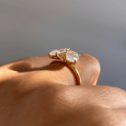 Marquise Shaped Three Stone Lab Grown Diamond Engagement Ring