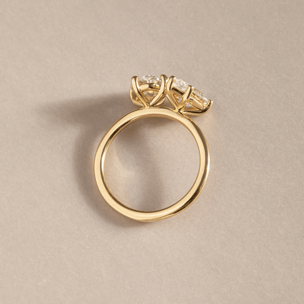 Marquise Shaped Three Stone Lab Grown Diamond Engagement Ring