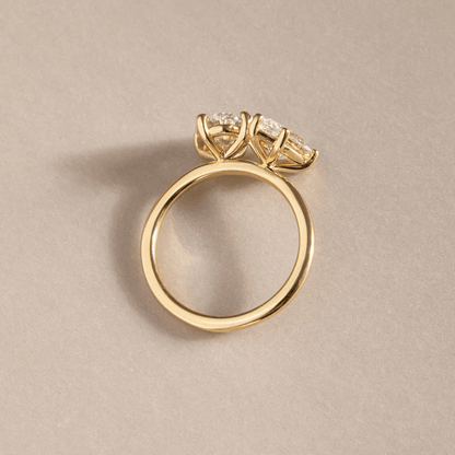 Marquise Shaped Three Stone Lab Grown Diamond Engagement Ring